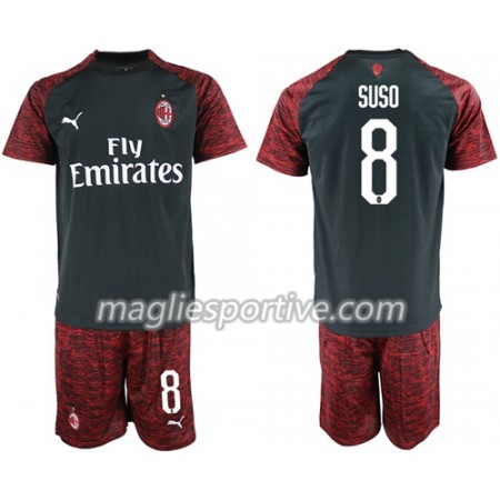 Completo Calcio AC Milan Suso 8 Bambino Divisa Terza 2018/2019